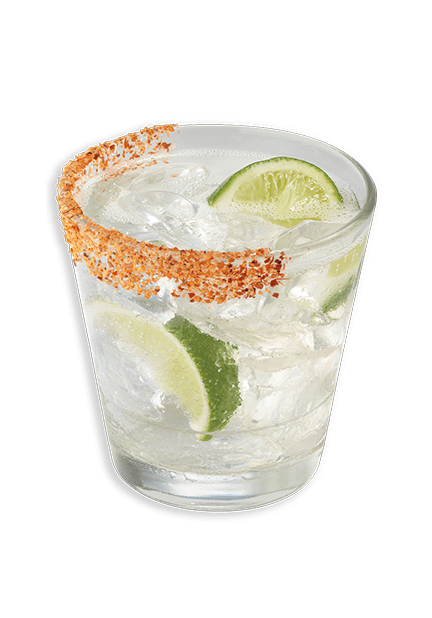 Bubba’s Ranch Water cocktail in a rocks glass with 2 lime wedges