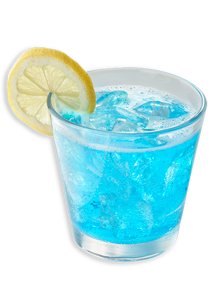 Deep Eddy Blue Citrus cocktail in a rocks glass garnished with a lemon wheel